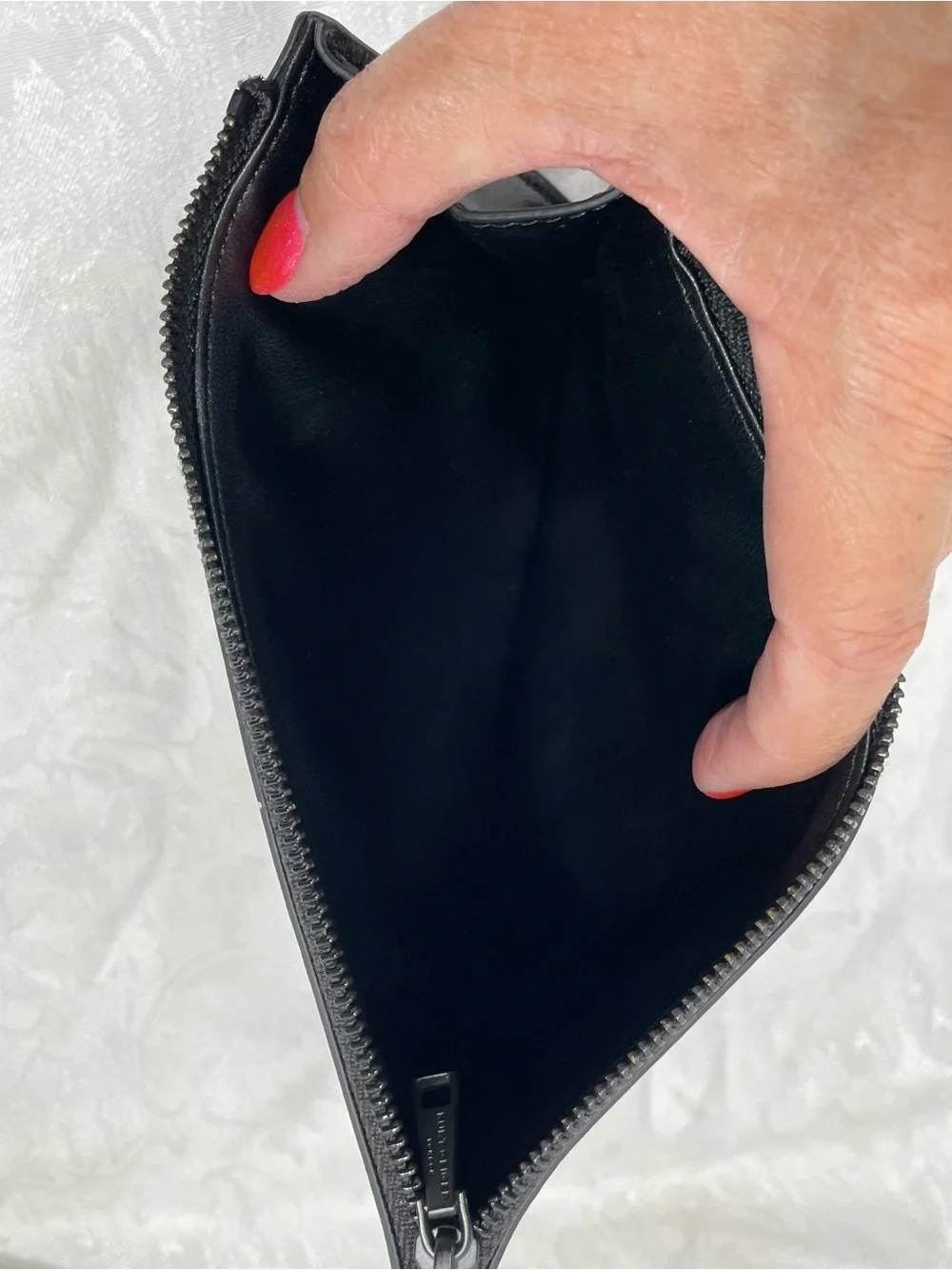 Kurt Geiger Black Leather Logo Wristlet